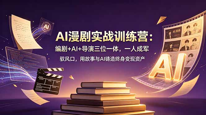 AI漫剧实战训练营：编剧+AI+导演三位一体，一人成军 驭风口，用故事与AI铸造终身变现资产-云途创业网