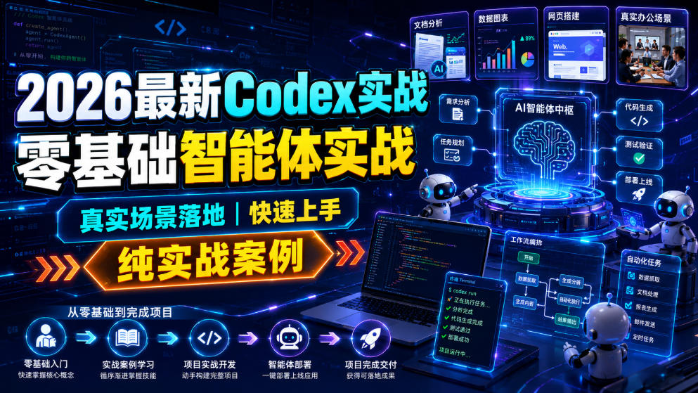 2026最新Codex实战零基础智能体实战，真实场景落地，快速上手，纯实战案例-云途创业网