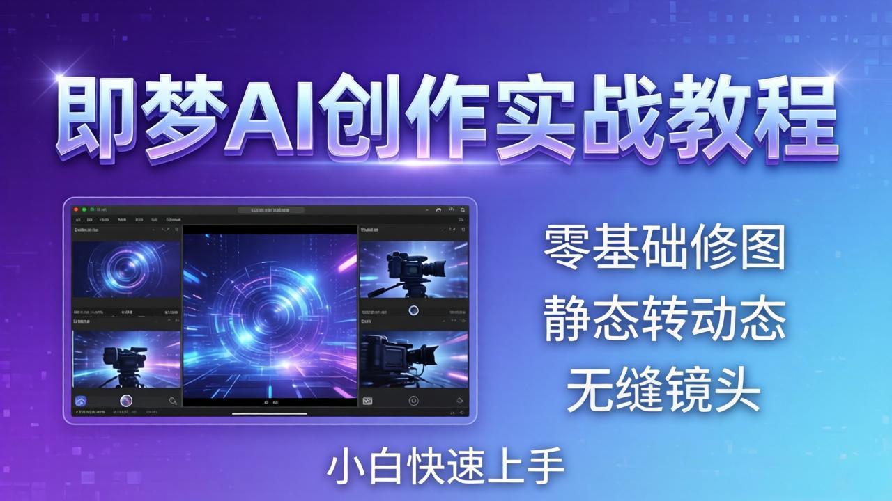 即梦AI创作实战教程,从零基础修图到AI导演,实战教学静态转动态+无缝镜头,小白快速上手-云途创业网