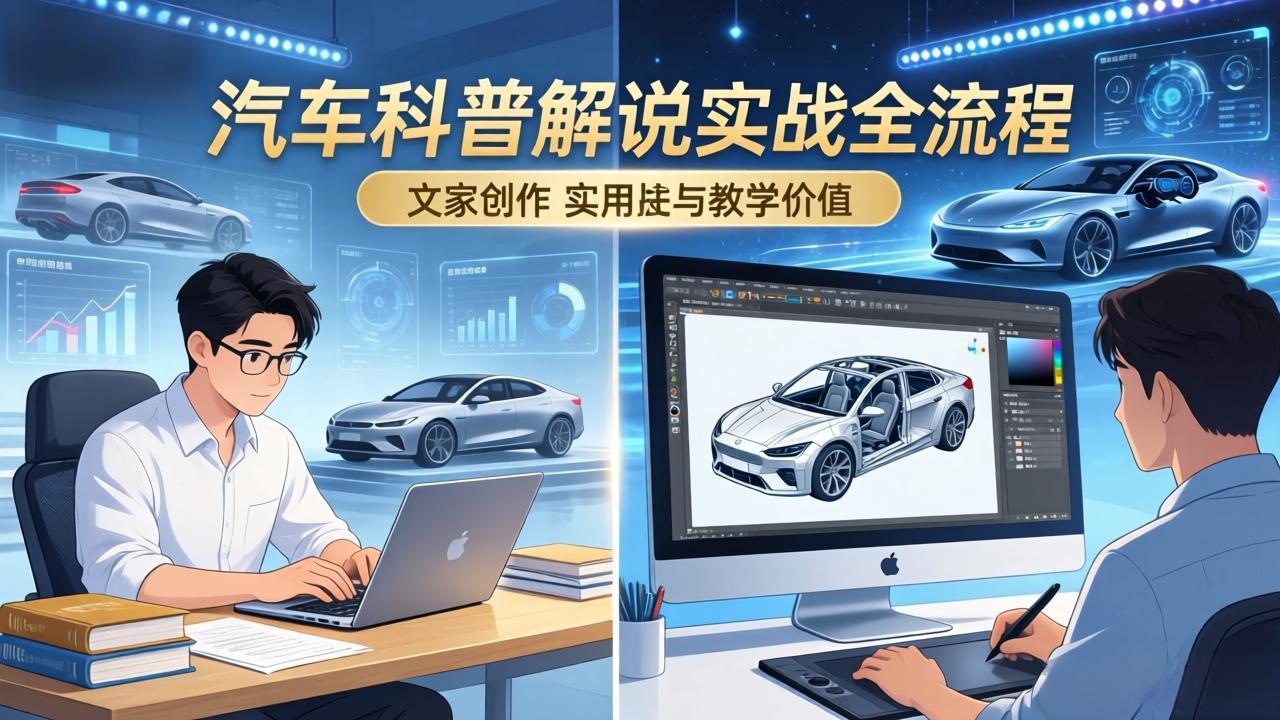 抖音汽车科普解说实战:文案+动画+画面处理+去水印全流程,打造专业汽车科普视频-云途创业网