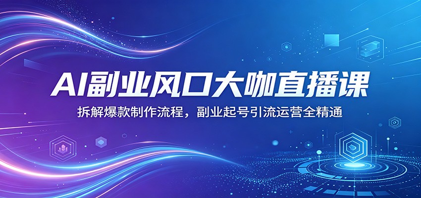 AI副业风口大咖直播课：拆解爆款制作流程，副业起号引流运营全精通-云途创业网