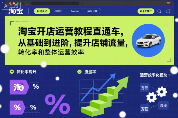 淘宝开店运营教程直通车，从基础到进阶，提升店铺流量，转化率和整体运营效率(更新26年4月10日)-云途创业网
