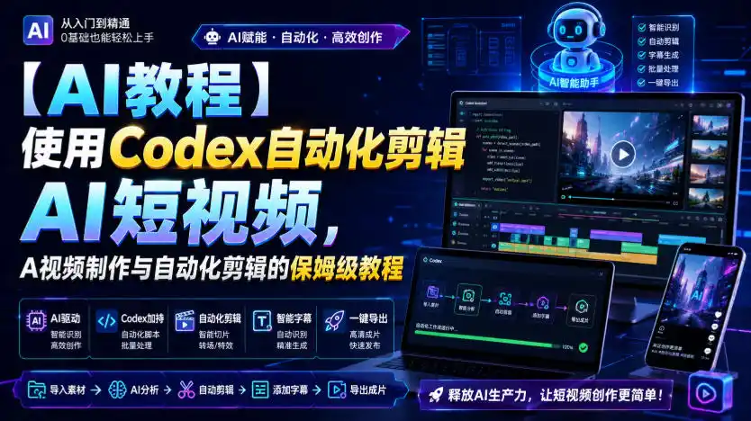 【AI教程】使用Codex自动化剪辑AI短视频，AI视频制作与自动化剪辑的保姆级教程-云途创业网