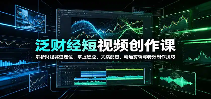 泛财经短视频创作课：解析财经赛道定位，掌握选题、文案配音，精通剪辑与特效制作技巧-云途创业网