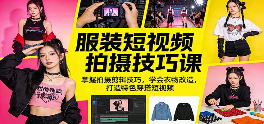 服装短视频拍摄技巧课：掌握拍摄剪辑技巧，学会衣物改造，打造特色穿搭短视频-云途创业网
