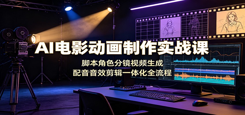 AI电影动画制作实战课：脚本角色分镜视频生成，配音音效剪辑一体化全流程-云途创业网