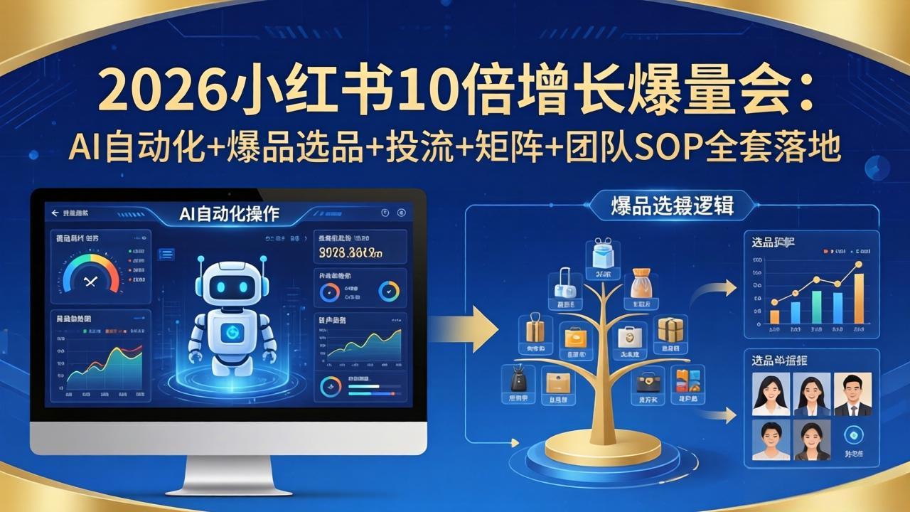 2026小红书10倍增长爆量会:AI自动化+爆品选品+投流+矩阵+团队SOP全套落地-云途创业网