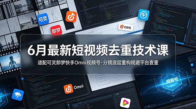 6月最新短视频去重技术课，适配可灵即梦快手Omni视频号，分镜底层重构规避平台查重-云途创业网