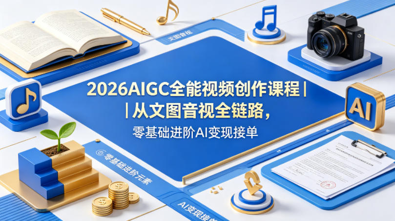 2026AIGC全能视频创作课程｜从文图音视全链路，零基础进阶AI变现接单-云途创业网