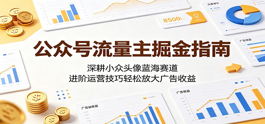 公众号流量主掘金指南：深耕小众头像蓝海赛道，进阶运营技巧轻松放大广告收益-云途创业网