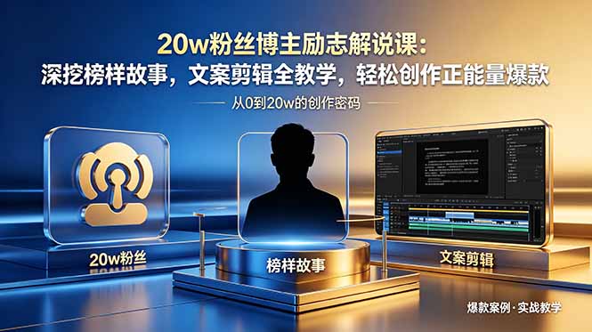 20w粉丝博主励志解说课：深挖榜样故事，文案剪辑全教学，轻松创作正能量爆款-云途创业网