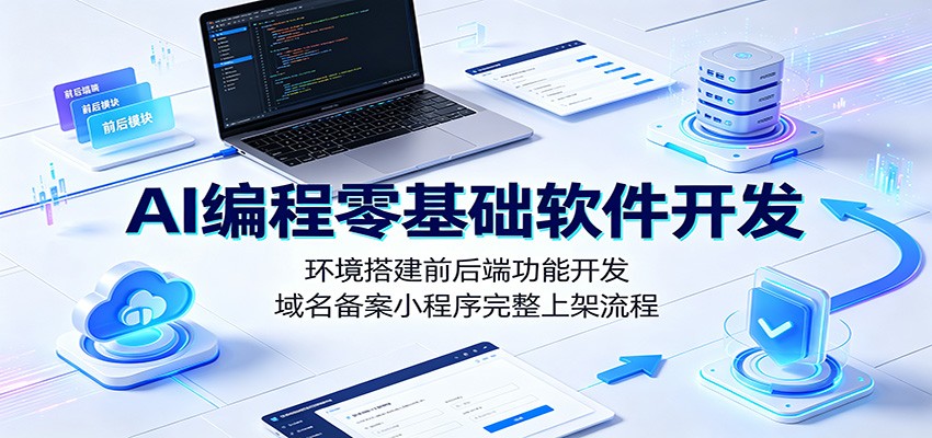 AI编程零基础软件开发：环境搭建前后端功能开发，域名备案小程序完整上架流程-云途创业网