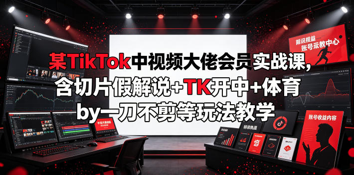 某TikTok中视频大佬会员实战课，含切片假解说+TK开中+体育by一刀不剪等玩法教学-云途创业网