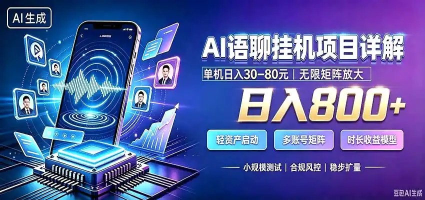 AI语聊挂机，日入800+，适用个人副业，工作室矩阵操作-云途创业网