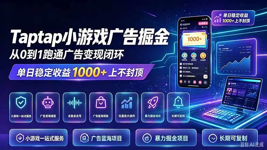 TapTap小游戏广告掘金日赚收益1000+上不封顶 TapTap小游戏广告掘金日赚收益1000+上不封顶