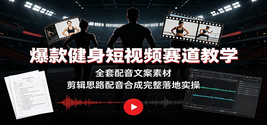 爆款健身短视频赛道教学：全套配音文案素材，剪辑思路配音合成完整落地实操-云途创业网