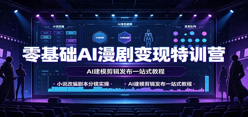 零基础AI漫剧变现特训营：小说改编剧本分镜实操，AI建模剪辑发布一站式教程-云途创业网