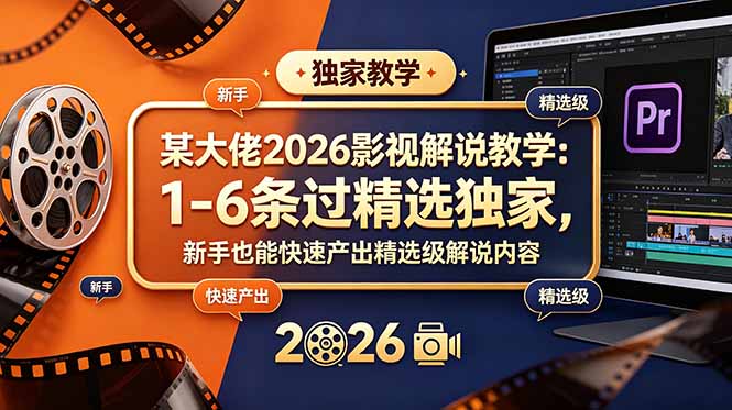 某大佬2026影视解说教学：1-6条过精选独家，新手也能快速产出精选级解说内容-云途创业网