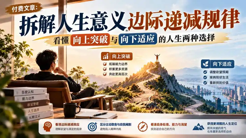 付费文章：拆解人生意义边际递减规律，看懂向上突破与向下适应的人生两种选择-云途创业网