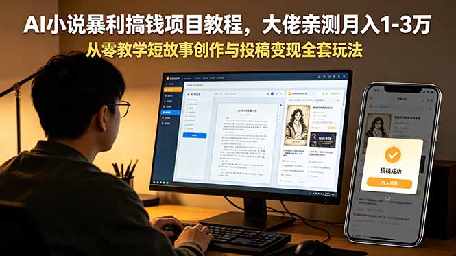 AI小说暴利搞钱项目教程,大佬亲测月入1-3万,从零教学短故事创作与投稿变现全套玩法-云途创业网