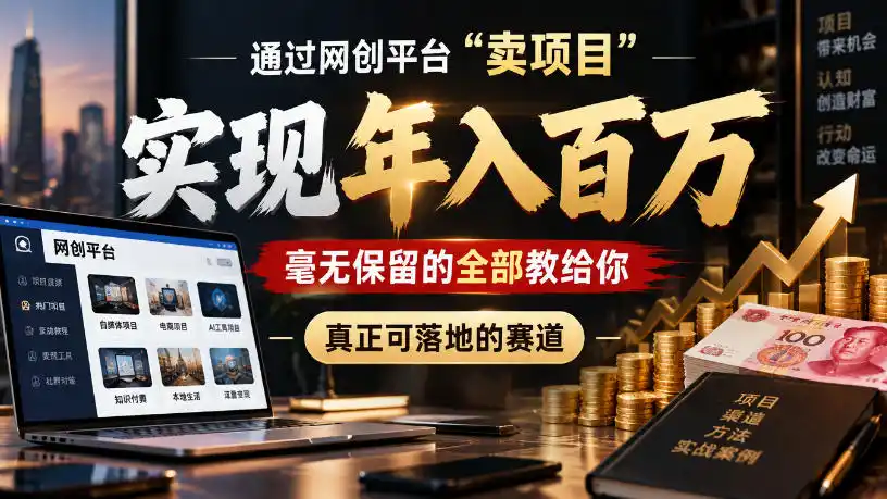 通过网创平台“卖项目”实现年入100w，毫无保留的全部教给你，真正可落地的赛道【揭秘】-云途创业网