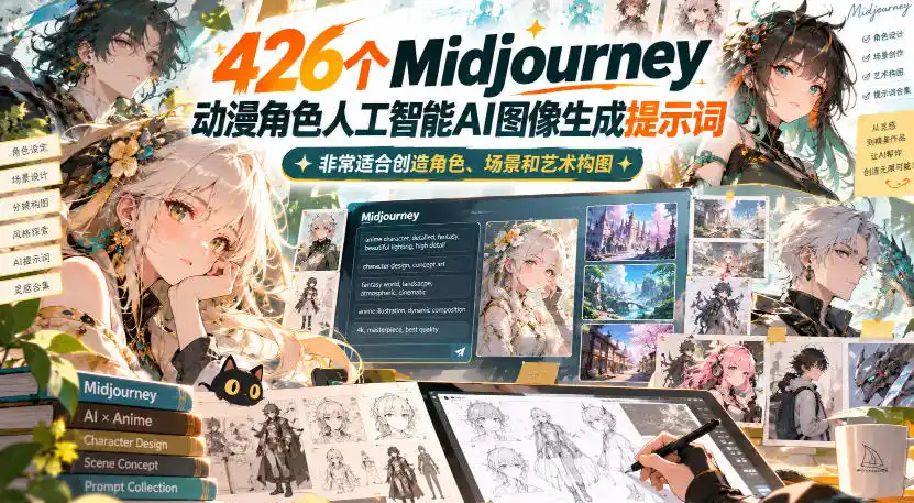 426个Midjourney动漫角色人工智能AI图像生成提示词，非常适合创造角色、场景和艺术构图-云途创业网