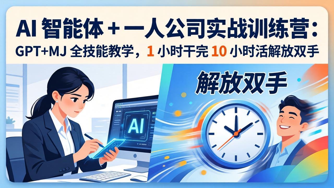 AI 智能体 + 一人公司实战训练营:GPT+MJ 全技能教学,1 小时干完 10 小时活解放双手-云途创业网