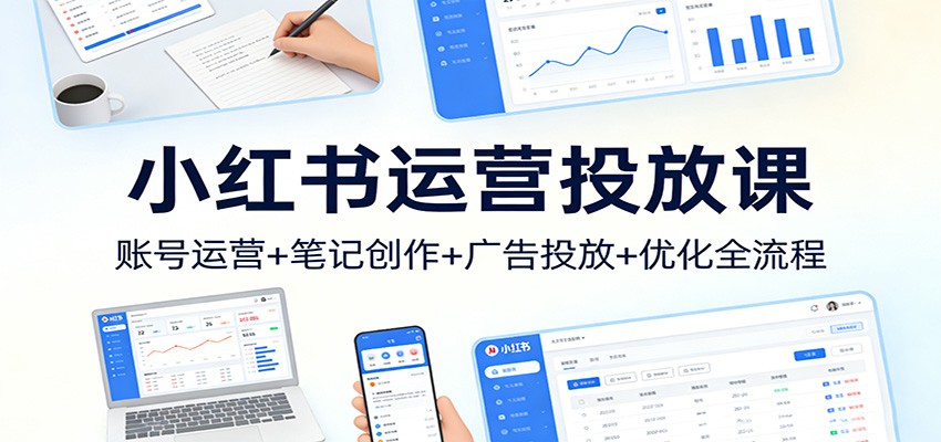 小红书运营投放课:账号运营+笔记创作+广告投放+优化全流程-云途创业网