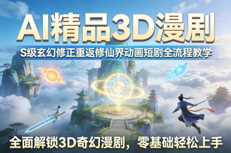 AI精品3D漫剧S级玄幻修正重返修仙界动画短剧全流程教学，全面解锁3D奇幻漫剧，零基础轻松上手-云途创业网