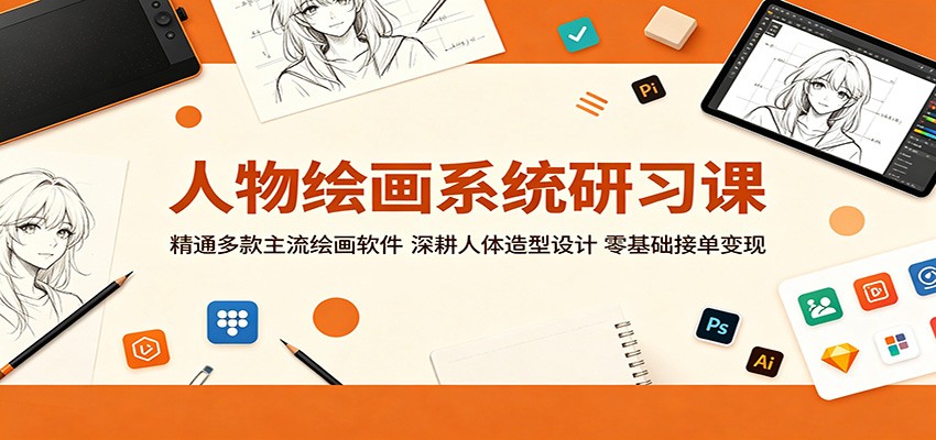 人物绘画系统研习课：精通多款主流绘画软件，深耕人体造型设计，零基础接单变现-云途创业网