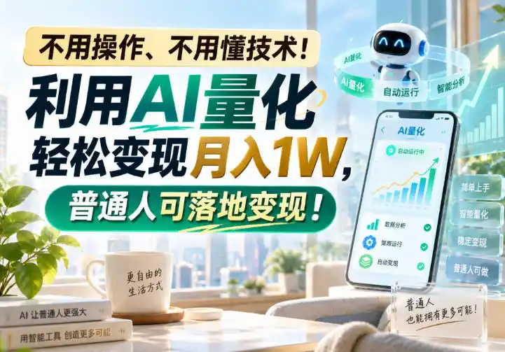 不用操作、不用懂技术！利用AI量化轻松变现月入1W，普通人可落地变现！【揭秘】-云途创业网