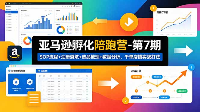 亚马逊孵化陪跑营-第7期：SOP流程+注册避坑+选品梳理+数据分析，千单店铺实战打法-云途创业网
