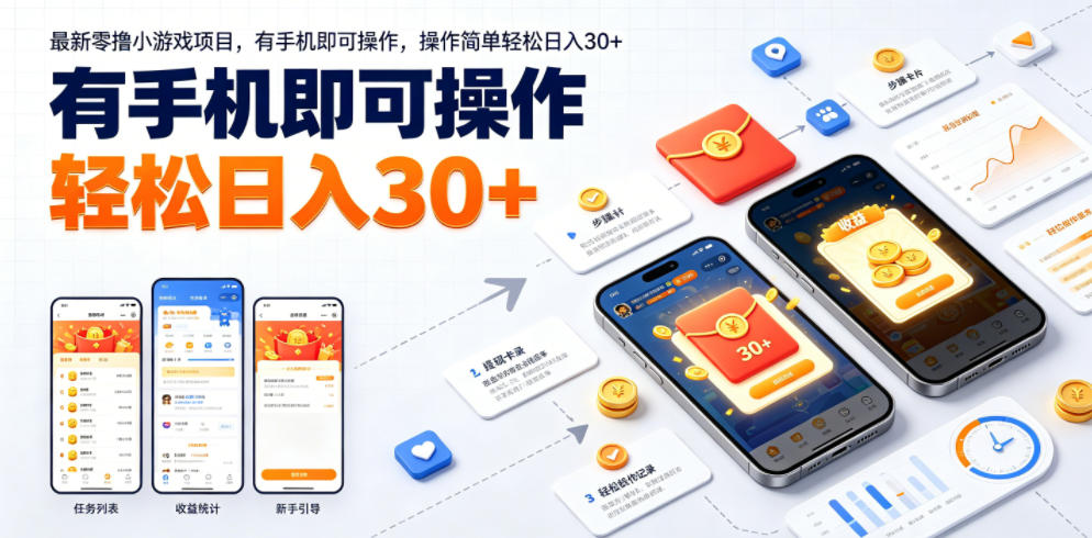 最新零撸小游戏项目，有手机即可操作，操作简单轻松日入30+-云途创业网