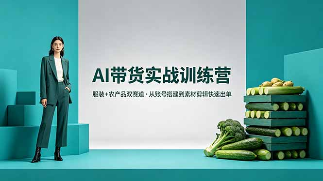 AI带货实战训练营,服装+农产品双赛道,从账号搭建到素材剪辑快速出单-云途创业网