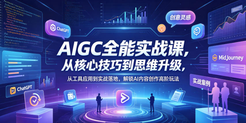 AIGC全能实战课，从核心技巧到思维升级，从工具应用到实战落地，解锁AI内容创作高阶玩法-云途创业网