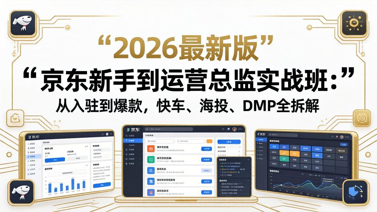 京东新手到运营总监实战班:从入驻到爆款,快车、海投、DMP全拆解,2026最新版-云途创业网