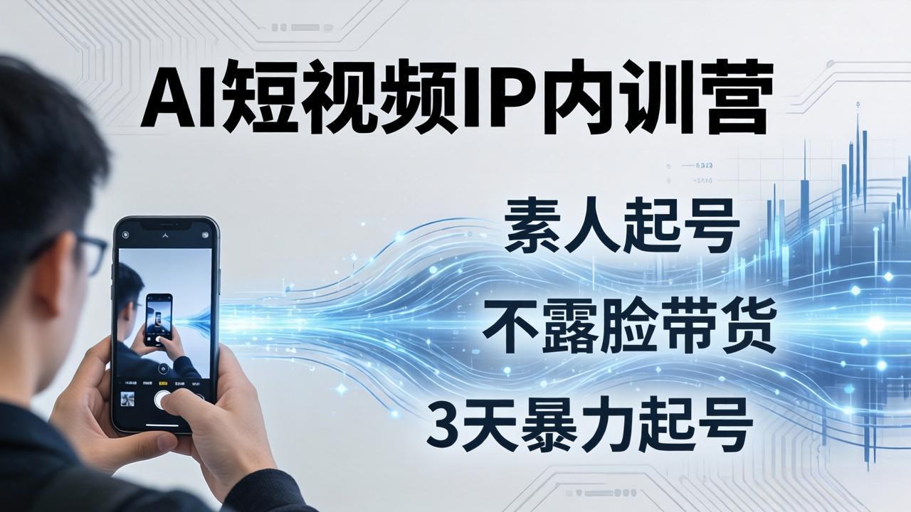 2026AI短视频IP内训营：从素人起号到不露脸带货，3天暴力起号全流程拆解-云途创业网