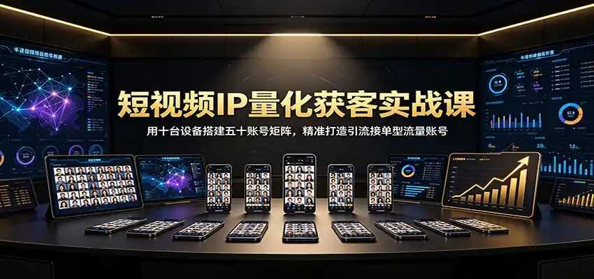 短视频IP量化获客实战课：用十台设备搭建五十账号矩阵，精准打造引流接单型流量账号-云途创业网