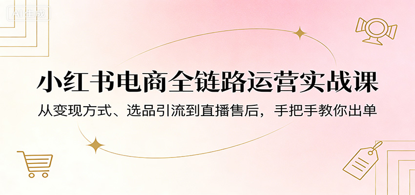 小红书电商全链路运营实战课：从变现方式、选品引流到直播售后，手把手教你出单-云途创业网