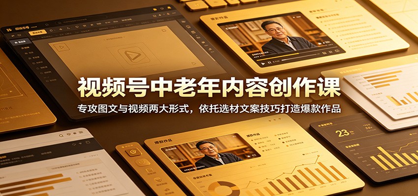 视频号中老年内容创作课：专攻图文与视频两大形式，依托选材文案技巧打造爆款作品-云途创业网