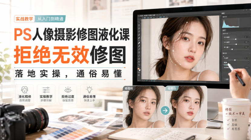 PS人像摄影修图液化课，拒绝无效修图，落地实操，通俗易懂-云途创业网
