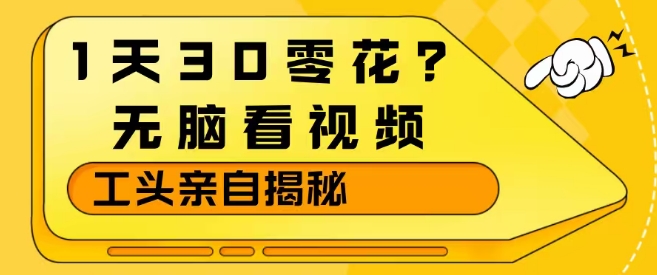 1天30零花?无脑看视频,大佬亲自揭秘-云途创业网