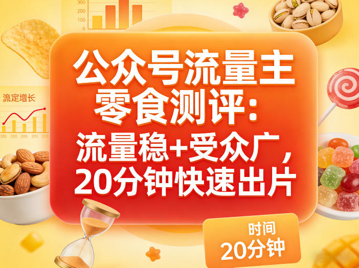 公众号流量主之零食测评赛道，流量稳+受众广，20分钟一条作品-云途创业网
