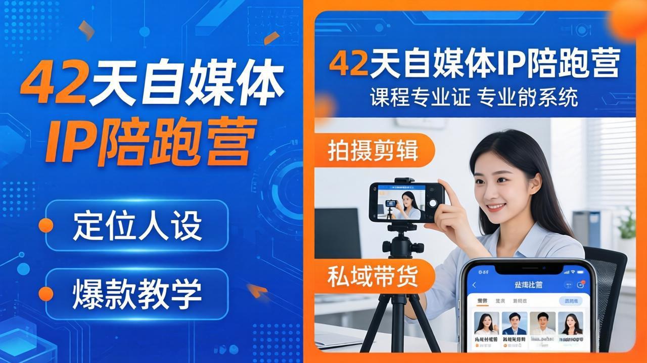 42天自媒体IP陪跑营-26年4月19更新:定位人设爆款全教学,拍摄剪辑私域带货一站式落地-云途创业网