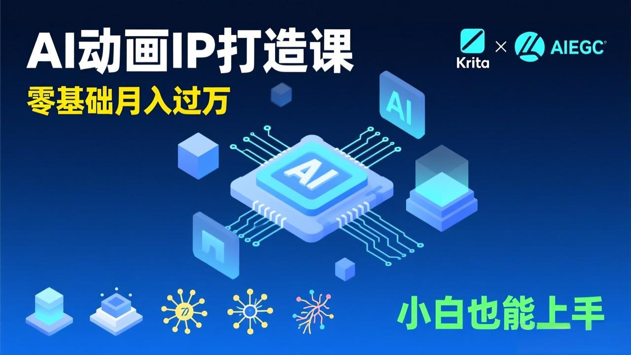 AI动画新手变现课,Krita+AIGC、模型训练、商单资源,零基础月入过万,小白也能上手-云途创业网