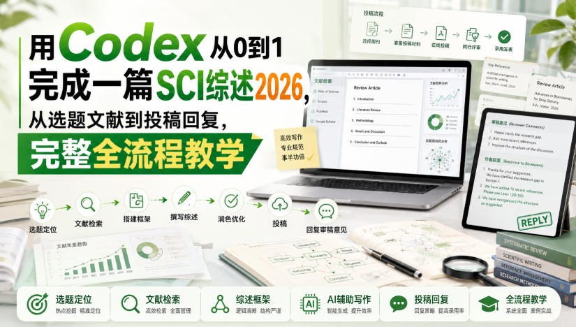 用Codex从0到1完成一篇SCI综述2026，从选题文献到投稿回复，完整全流程教学-云途创业网