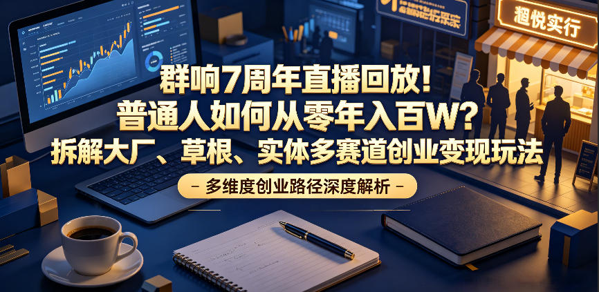 群响7周年直播回放！普通人如何从零年入百W？拆解大厂、草根、实体多赛道创业变现玩法(更新)-云途创业网