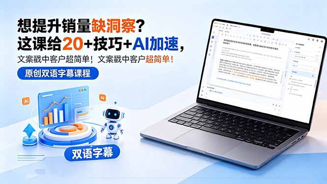 想提升销量缺洞察？这课给 20 + 技巧 + AI 加速，文案戳中客户超简单！【原创双语字幕】-云途创业网
