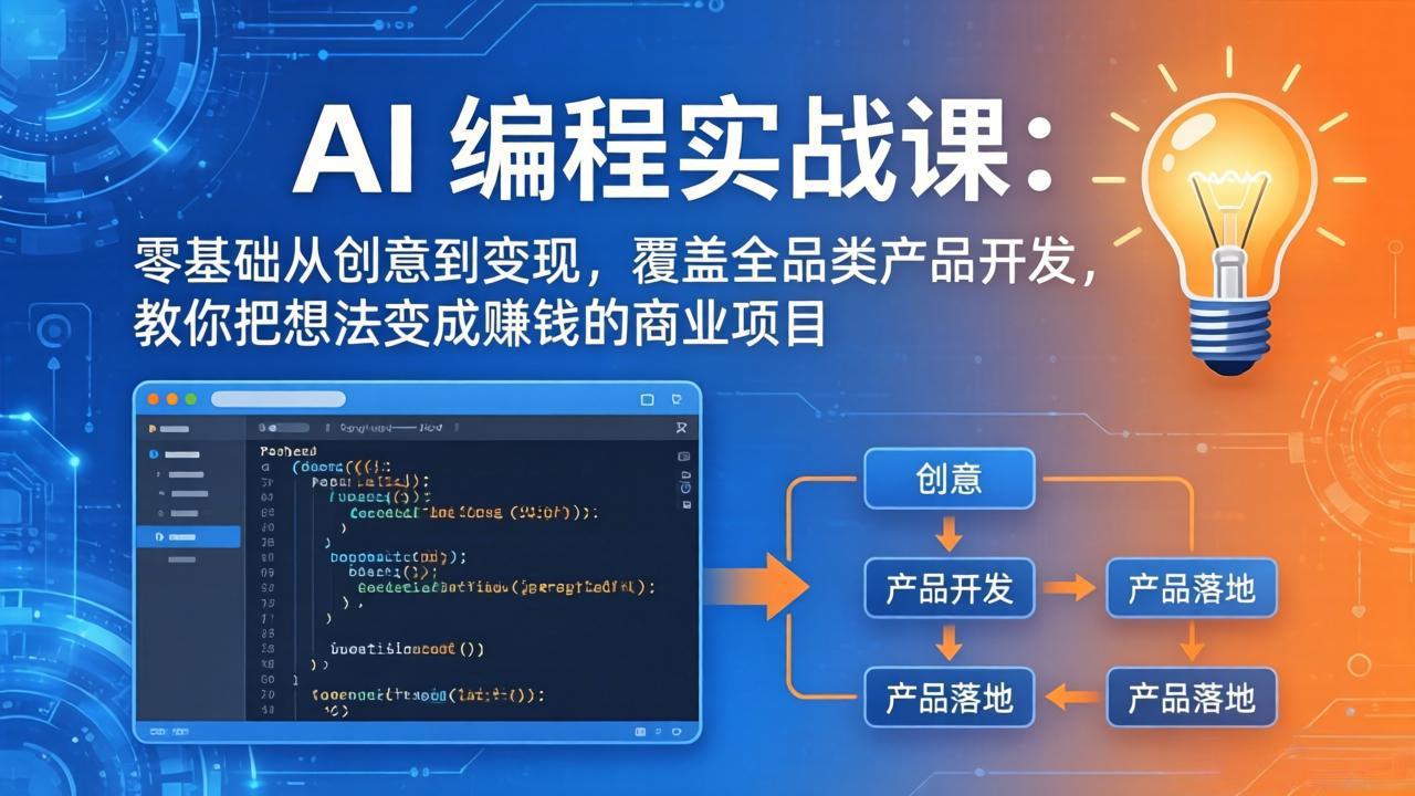 AI编程实战课-第三期-4月17更新：零基础从创意到变现，覆盖全品类产品开发，把想法变成赚钱项目-云途创业网