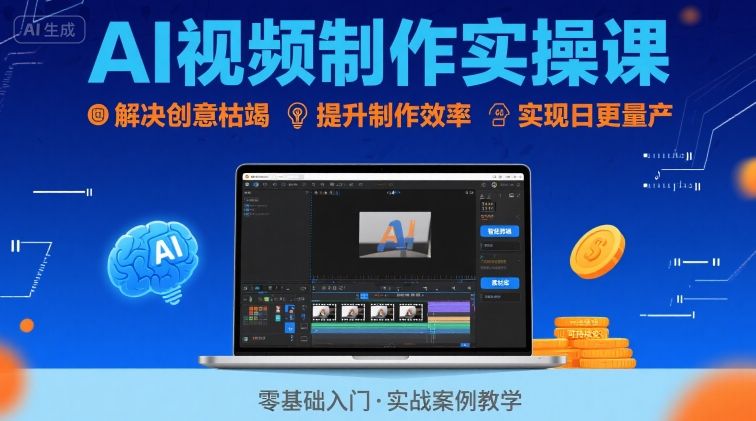 Ai视频制作实操课,解决创意枯竭、效率低下痛点,实现日更量产可持续变现(更新26年3月)-云途创业网